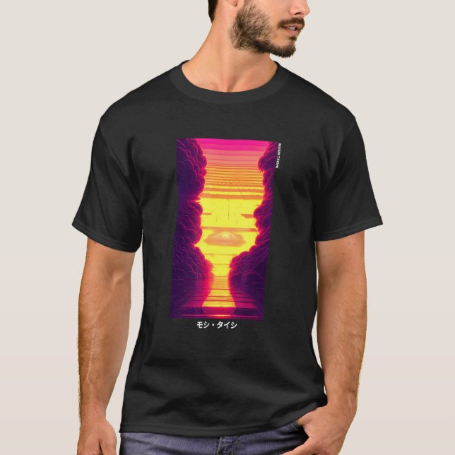 90's Retro Synthwave Japanese Vaporwave Otaku Aest T-Shirt (Front)