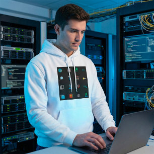 90s Retro Tech and Web Icon Pattern Hoodie