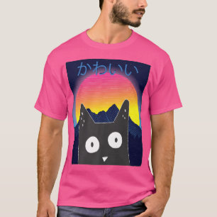 90s Retrowave Kawaii Cat Japanese Indie Aesthetic  T-Shirt