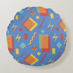 90s seamless pattern. Memphis background. Geometri Round Pillow