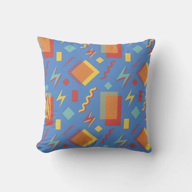 90s seamless pattern. Memphis background. Geometri Throw Pillow (Front)