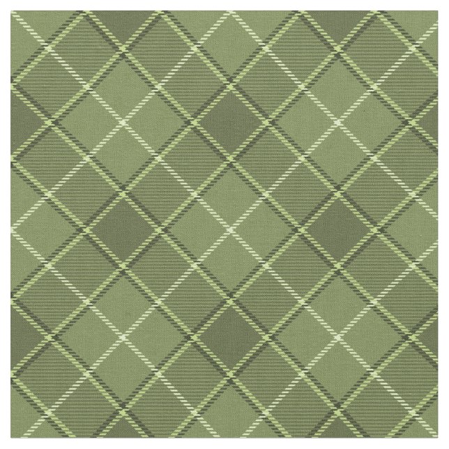 90s Slanted Plaid Khaki Green Unisex Pattern Fabric (Close Up)