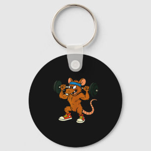 90s Style Cartoon Rat Lifting Weights Tank Top_2  Keychain