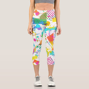 90s Style Colorful Geometric Retro Style Grunge Capri Leggings