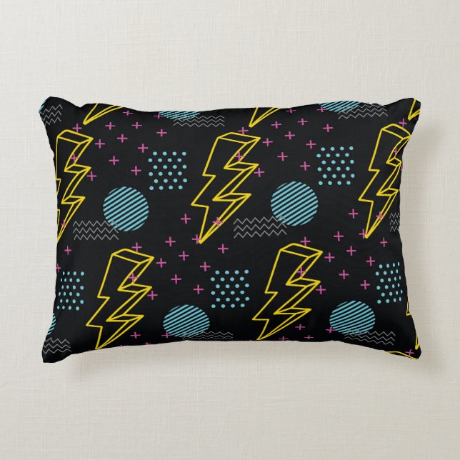 90's style: colourful abstract pattern accent pillow (Front)