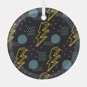 90's style: colourful abstract pattern glass ornament