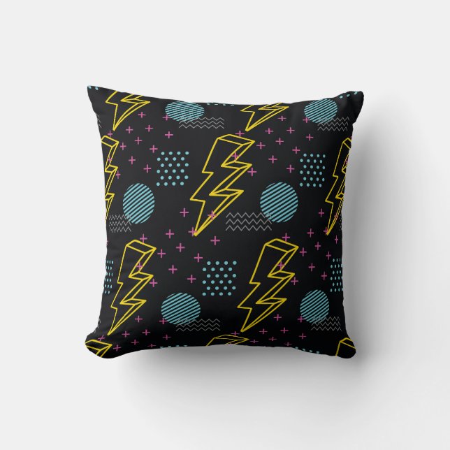 90's style: colourful abstract pattern throw pillow (Front)