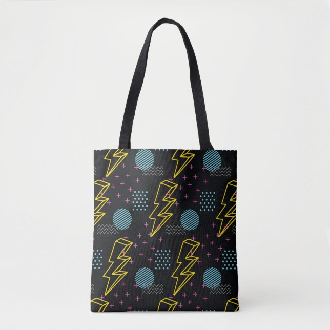 90's style: colourful abstract pattern tote bag (Front)