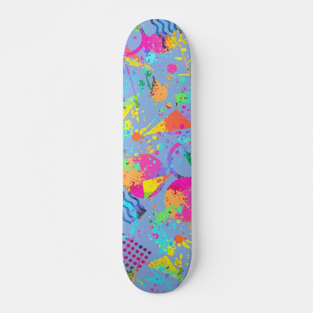 90s Style Colourful Geometric Retro Style Grunge Skateboard (Front)