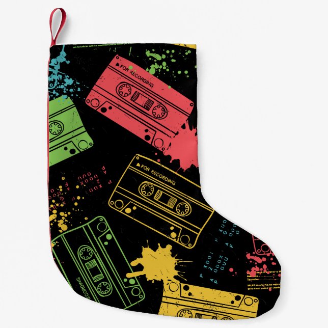 90s Style Cool Grunge Cassettes Small Christmas Stocking (Front)