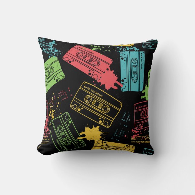 90s Style Cool Grunge Cassettes Throw Pillow (Front)