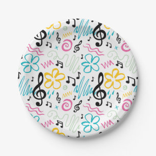 90s Style Music Paper Plate