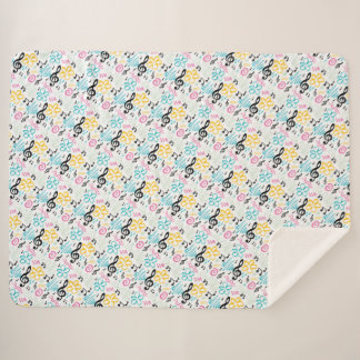 90s Style Treble Clef / Music Notes Sherpa Blanket