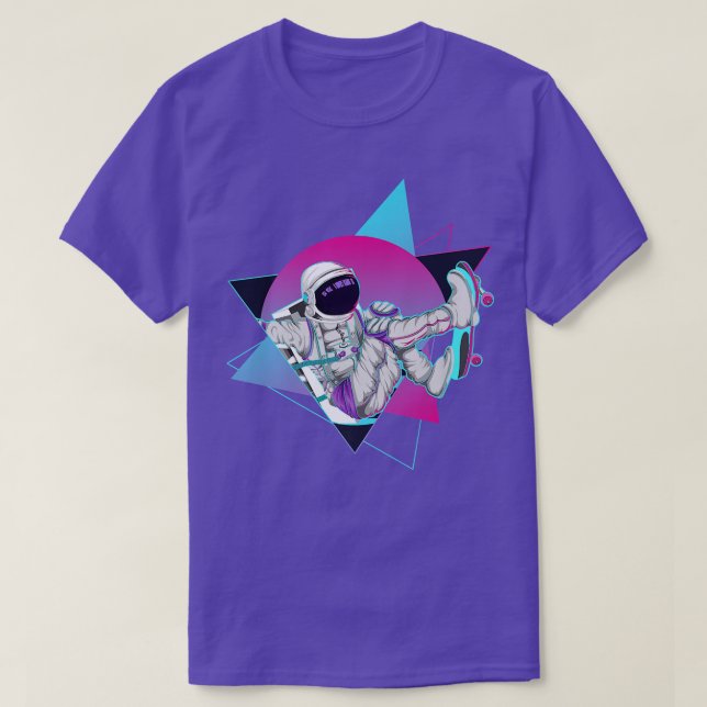 90s Synthwave Skateboarder Outer Space Vaporwave A T-Shirt (Design Front)