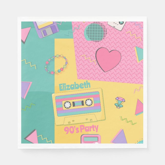 90's Theme Birthday Party Napkins (Front)