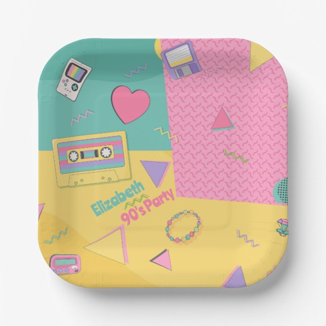 90's Theme Birthday Party Plates (Front)