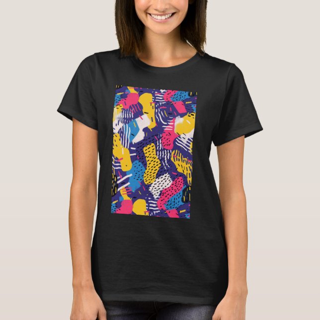 90s Theme Retrowave Pattern Art Retro T-Shirt (Front)