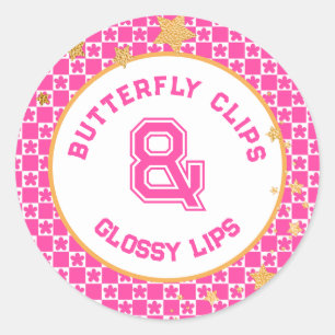 90s Throwback Lip Gloss Party Favour Classic Round Sticker