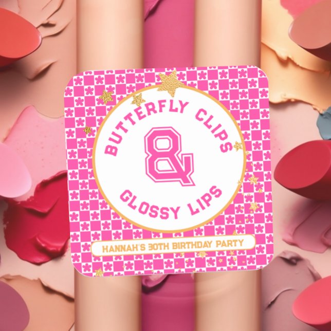 90s Throwback Lip Gloss Party Favour Square Sticker (Creator Uploaded)