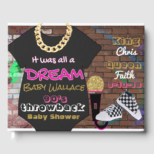 90's Urban Hip Hop Pink & Gold Baby Shower Guest Book