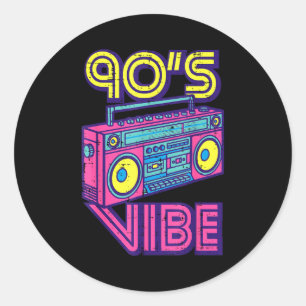 90s Vibe Boom Box Radio Retro Music Lover Men Wome Classic Round Sticker