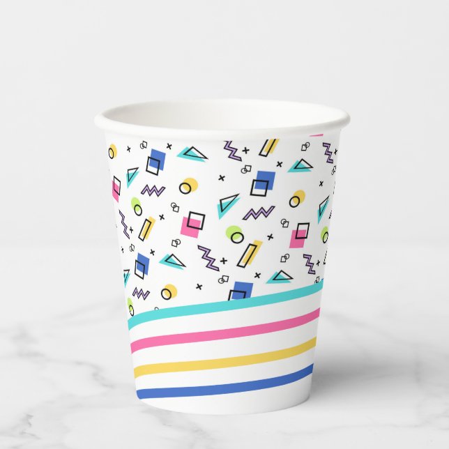 90s Vibe Simple Shapes and Stripes Paper Cup (Front)