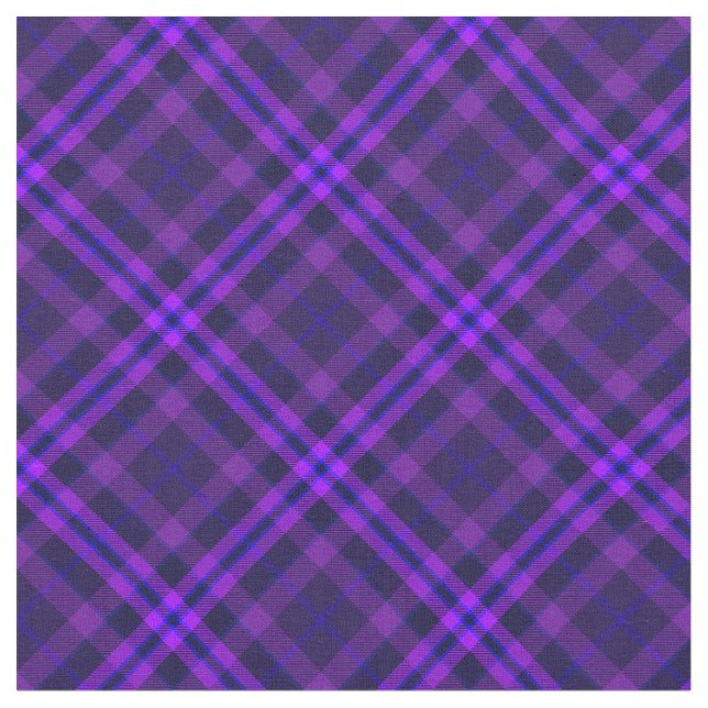 90s Vibrant Plaid Pattern Abstract Grunge Purple Fabric (Close Up)