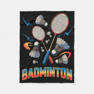 90s Vintage Badminton Player Shuttle Racket Fleece Blanket