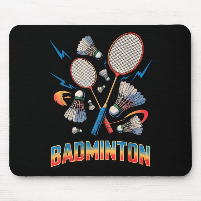 90s Vintage Badminton Player Shuttle Racket  Mouse Pad (Front)