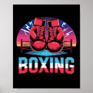 90s Vintage Boxing Gloves Fighter Boxer Poster