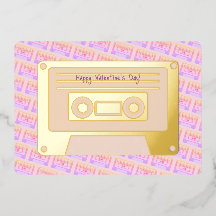 90s Y2k Cassette Pink Happy Valentines Day Gold