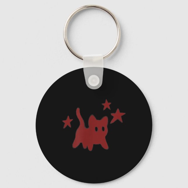 90s Y2k Scary Cat Tomcat Is Scared Under Starry Keychain (Front)