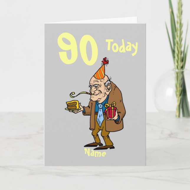 90th 90 today birthday cartoon personalized card (Front)