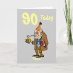 90th 90 today birthday cartoon personalized card<br><div class="desc">Personalize this funny 90th ninetieth birthday gift cartoon for a unique funny customized birthday celebration. Ninety today. Him,  grandad,  grandfather,  great grandad.</div>