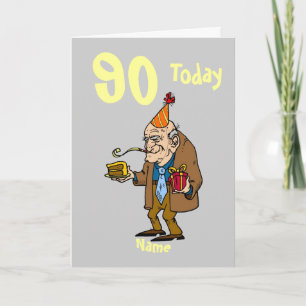 90th 90 today birthday cartoon personalized card