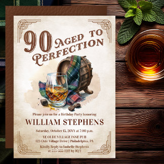 90th Aged to Perfection Scotch Birthday Party  Invitation
