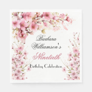90Th Any Year Birthday Painted Floral Napkin