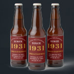 90th Birthday 1931 Red Gold Retro Personalized Beer Bottle Label<br><div class="desc">A personalized classic label design for that birthday celebration for a special person born in 1931 and turning 90. Add the name to this vintage retro style red, white and gold design for a custom 90th birthday gift. Easily edit the name and year with the template provided. A wonderful custom...</div>