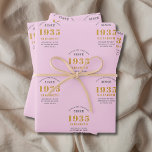90th Birthday 1935 Add Name Pink Grey<br><div class="desc">A personalised wrapping paper design for that birthday celebration for a special person. Add the name to this vintage retro style pink and grey design for a custom birthday gift. Easily edit the name and year with the template provided. A wonderful custom birthday gift. More gifts and party supplies for...</div>
