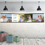 90th Birthday 4 Photo Strip Personalized Banner<br><div class="desc">Personalized banner celebrating a 90th Birthday. Upload 4 of your pictures and the photo template will display them in a photo strip, separated by your custom birthday greeting. This simple photo collage displays your photos in 3 formats (2x landscape, 2x portrait and 1 square / instagram) to give you plenty...</div>