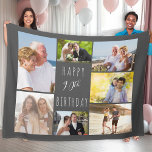 90th Birthday 7 Photo Collage Dark Grey Fleece Blanket<br><div class="desc">Photo Blanket - personalized keepsake gift to say Happy 90th Birthday. The photo template is set up for you to add 7 of your favourite photos which are displayed in a photo collage around the birthday greeting. The wording simply reads "Happy 90th Birthday" in casual typography. "90th" is actually editable...</div>