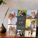 90th Birthday 7 Photo Collage Dark Grey Plaque<br><div class="desc">Say Happy 90th Birthday with a personalized photo plaque. The photo template is set up for you to add 7 of your favorite photos which are displayed in a photo collage around the birthday greeting. The wording simply reads "Happy 90th Birthday" in casual typography. "90th" is actually editable if you...</div>