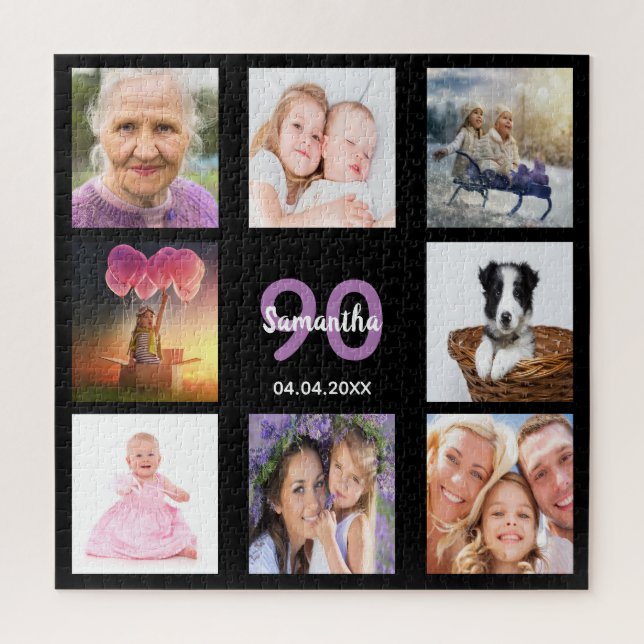 90th birthday 90 photo collage black woman jigsaw puzzle (Vertical)