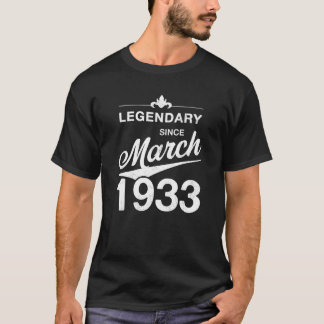 90th Birthday 90 Year Old Born March 1933 Gift gif T-Shirt