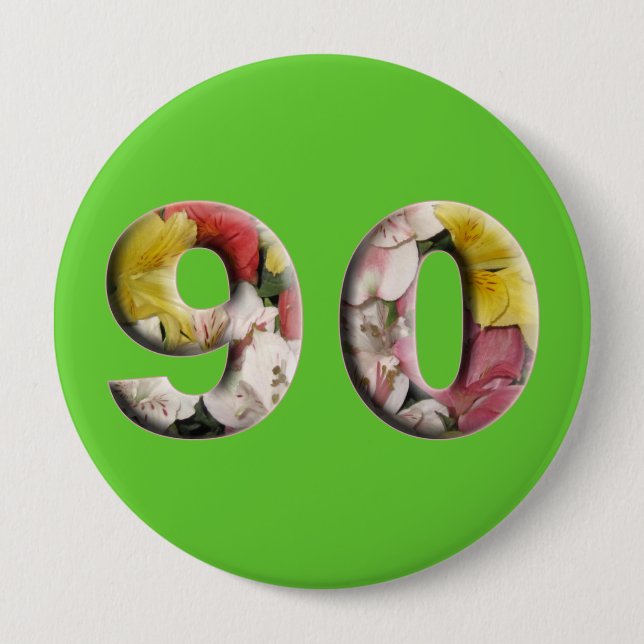 90th Birthday 90 Years Milestone Button (Front)