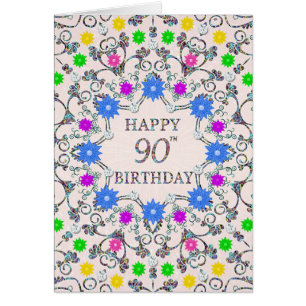 90th Birthday Abstract Flowers 