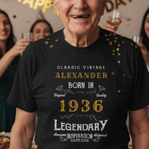 90th Birthday Add Your Name Born 1936 Legendary T-Shirt