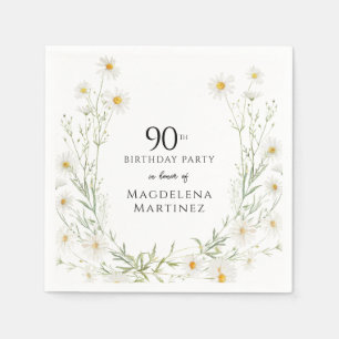 90th Birthday April Birth Month Flower Daisy Napkin