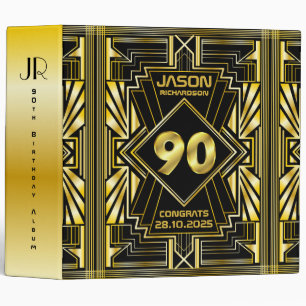 90th Birthday Art Deco Gold Black Great  Binder