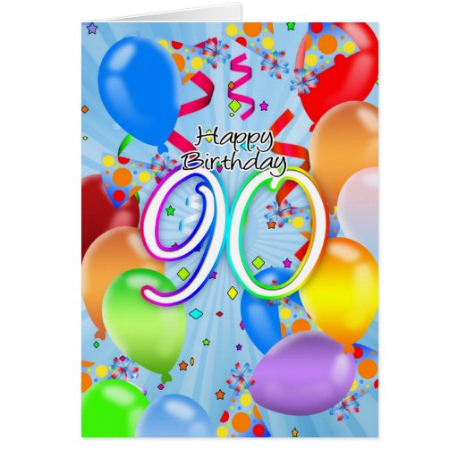 90th Birthday - Balloon Birthday Card - Happy Birt | Zazzle